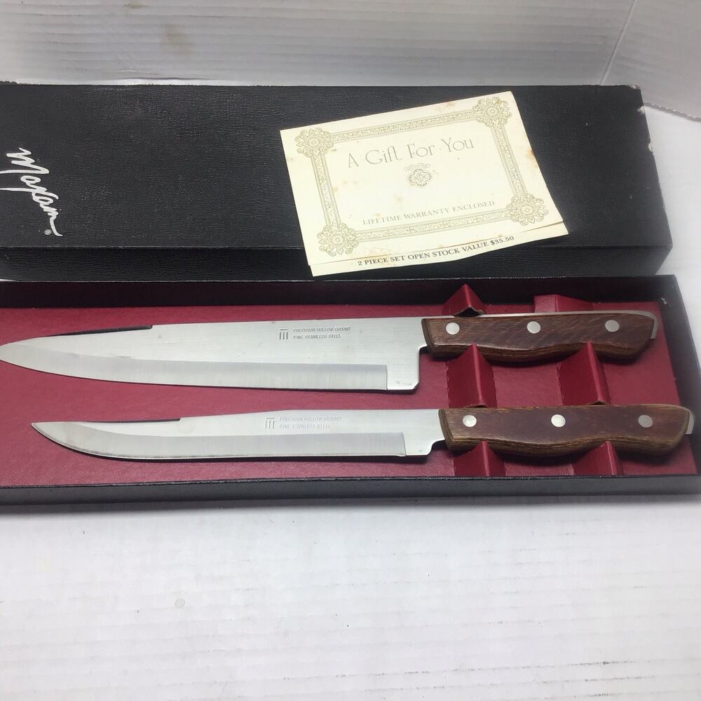 Vintage Maxam 2 Piece Carving Knife Set Precision Hollow Ground Stainless Boxed